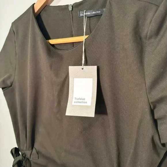 NWT ZARA ARMY GREEN BOW DETAIL MINI DRESS XS - Picture 4 of 6